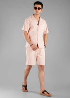 Rosy Brown Textured Cuban Collar Co-ord Set