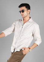 Olive Linen-Blend Striped Shirt for Men