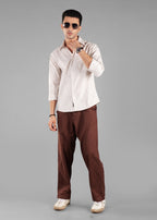 Mustard Linen-Blend Striped Shirt for Men