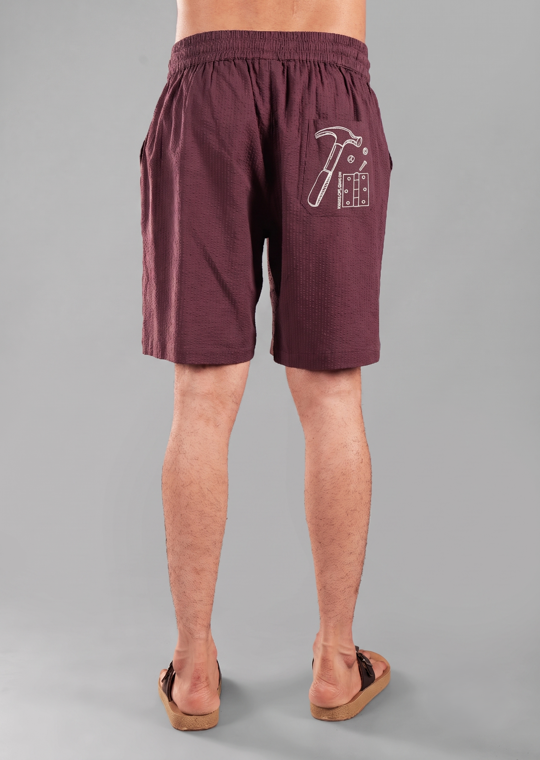 Hynges - Coffee Bean Textured Seer Sucker Shorts for Men