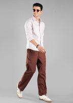 Brown Linen-Blend Striped Shirt for Men