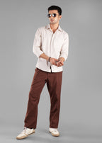 Mustard Linen-Blend Striped Shirt for Men