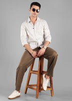 Olive Linen-Blend Striped Shirt for Men