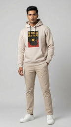 Light Grey Stay Unhynged Game On Graphic Hoodie for Men