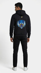 Black Blue Sabertooth Graphic Hoodie for Men