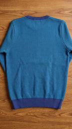 Prussian Blue Cotton Pullover for Men