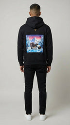 Black Graphic Back Print Hoodie for Men