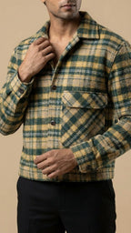 Green Woolen Check Jacket