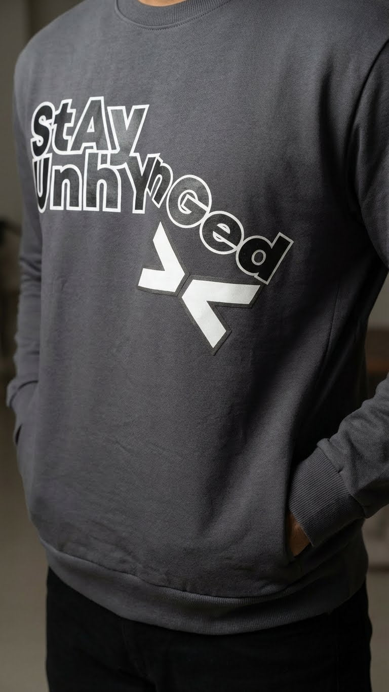 Dark Grey Stay Unhynged Graphic Sweatshirt