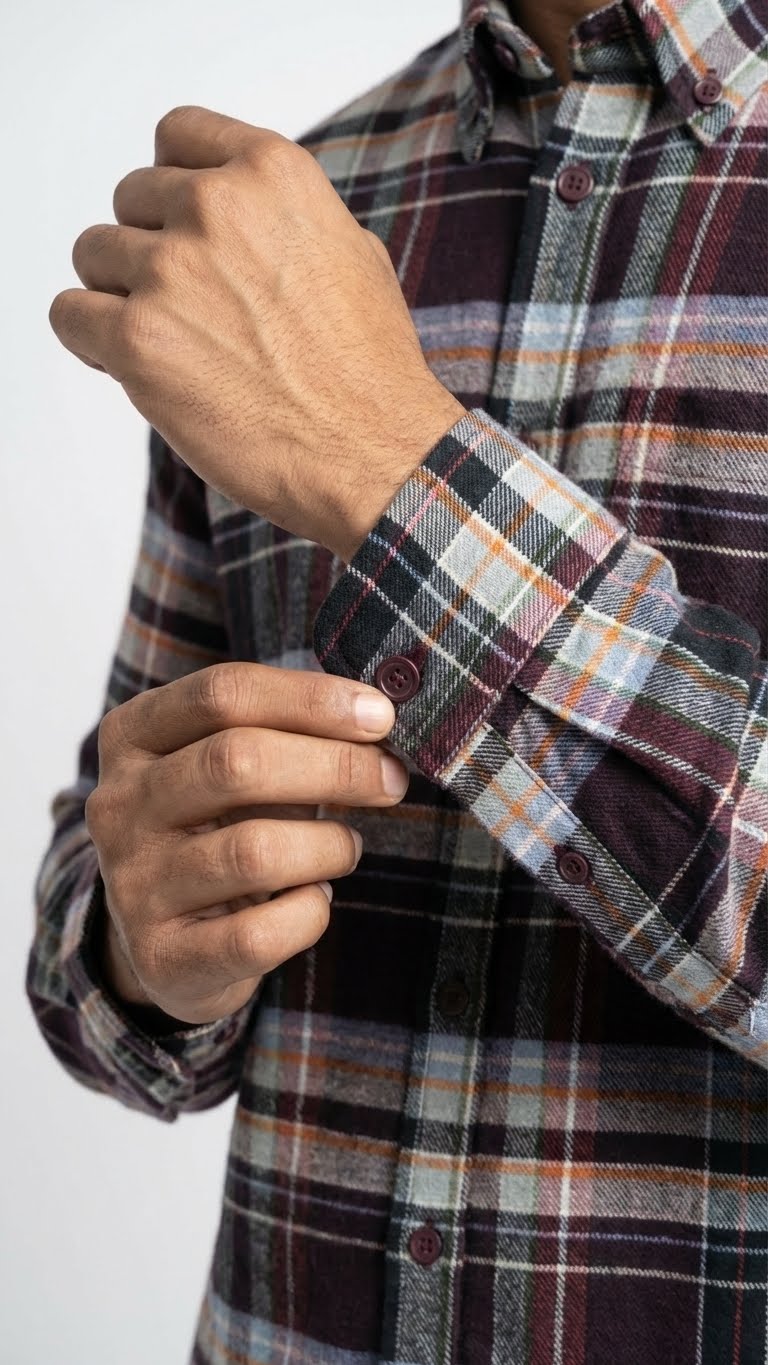 Burgundy Check Flannel Shirt
