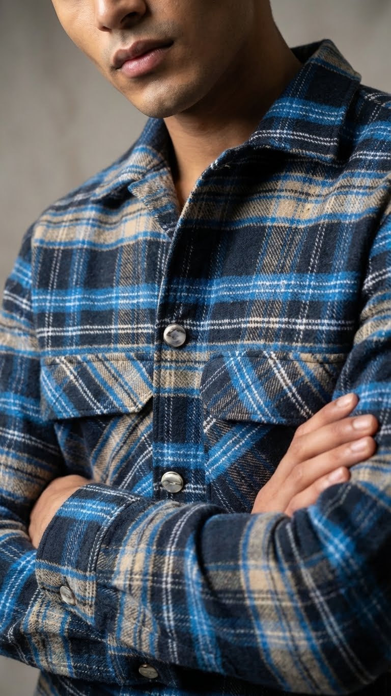 Blue Check Woolen Jacket