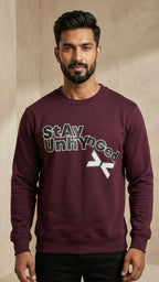 Burgundy Stay Unhynged Sweatshirt for Men | UNHYNGED