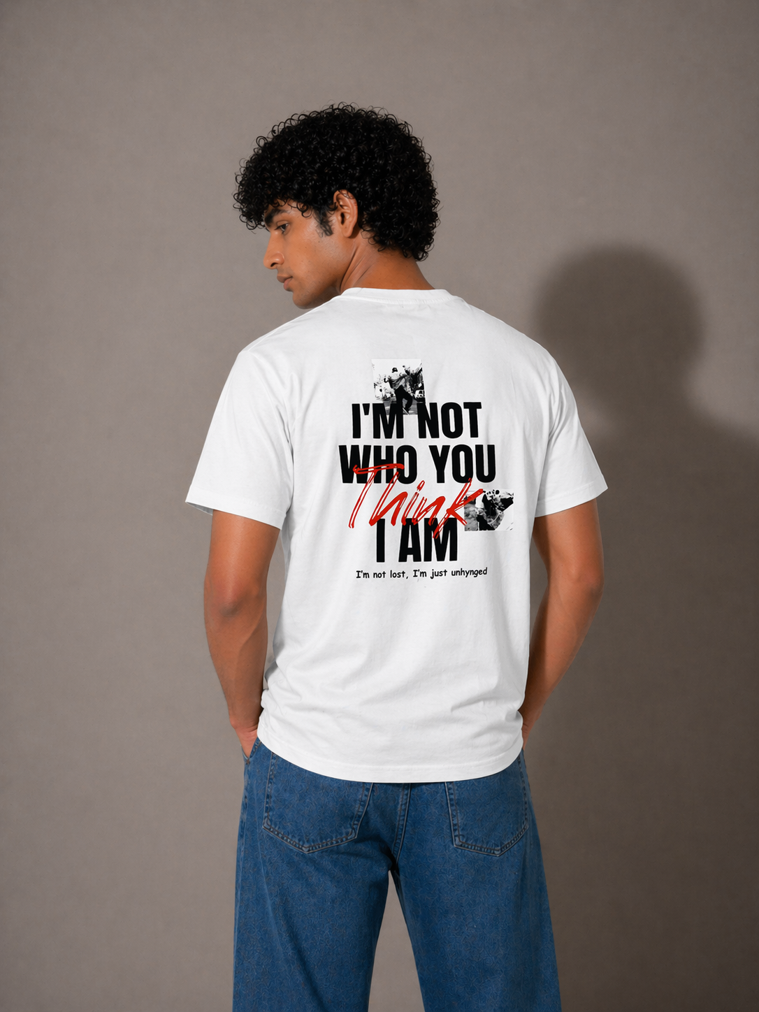 White Typography Graphic T-Shirt for Men