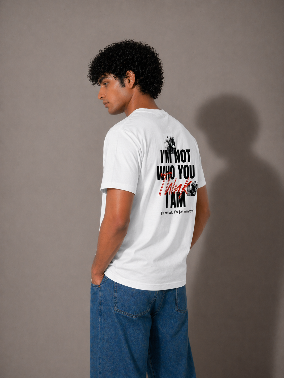 White Typography Graphic T-Shirt for Men