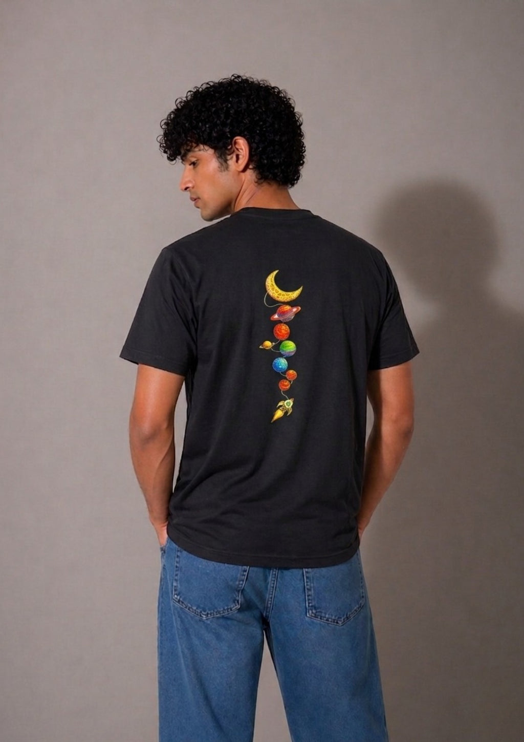 Black Space Explorer Graphic T-Shirt