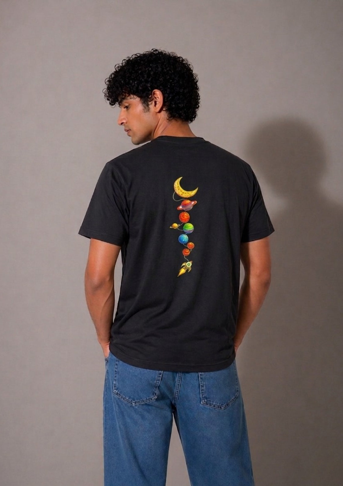 Black Space Explorer Graphic T-Shirt