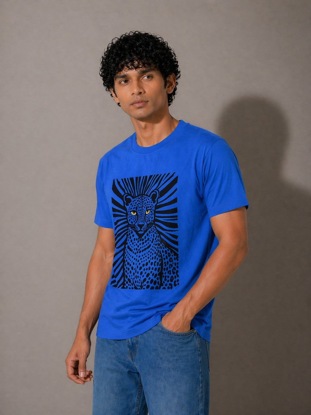 Electric Blue Leopard Graphic T-Shirt