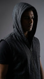 Sleeveless Denim Hoodie Jacket