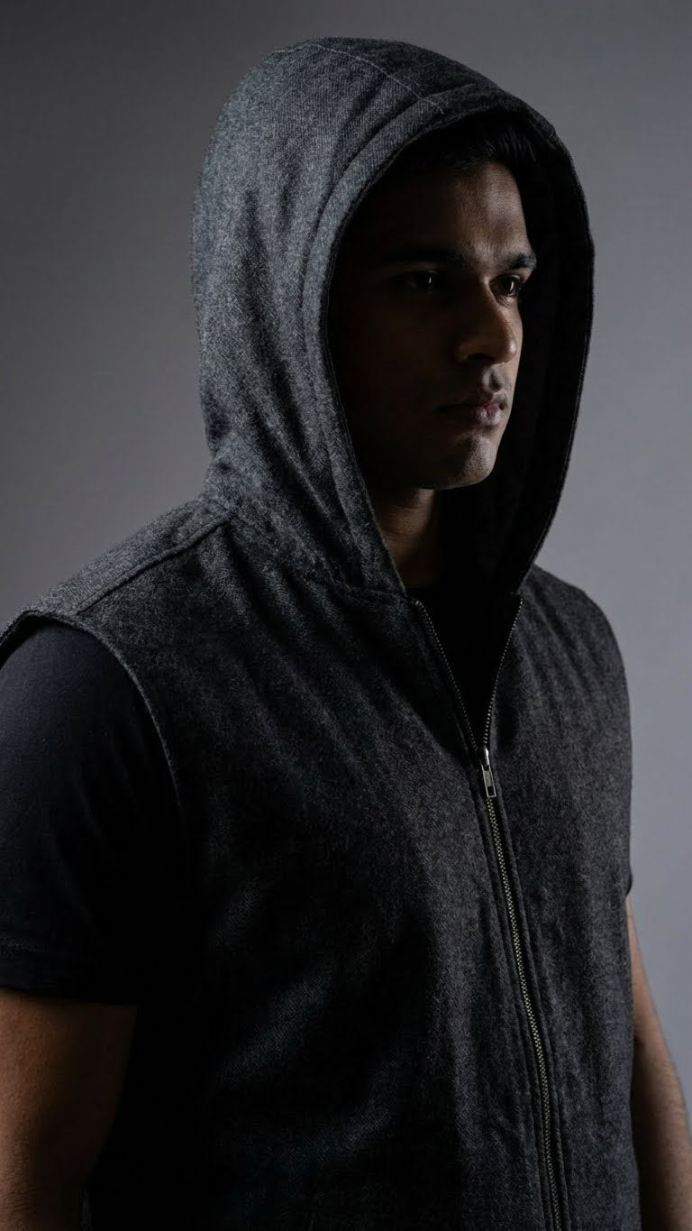 Sleeveless Denim Hoodie Jacket