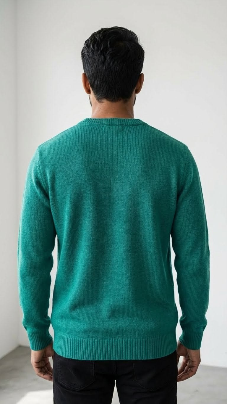 Seafoam Green Merino Wool Pullover for Men