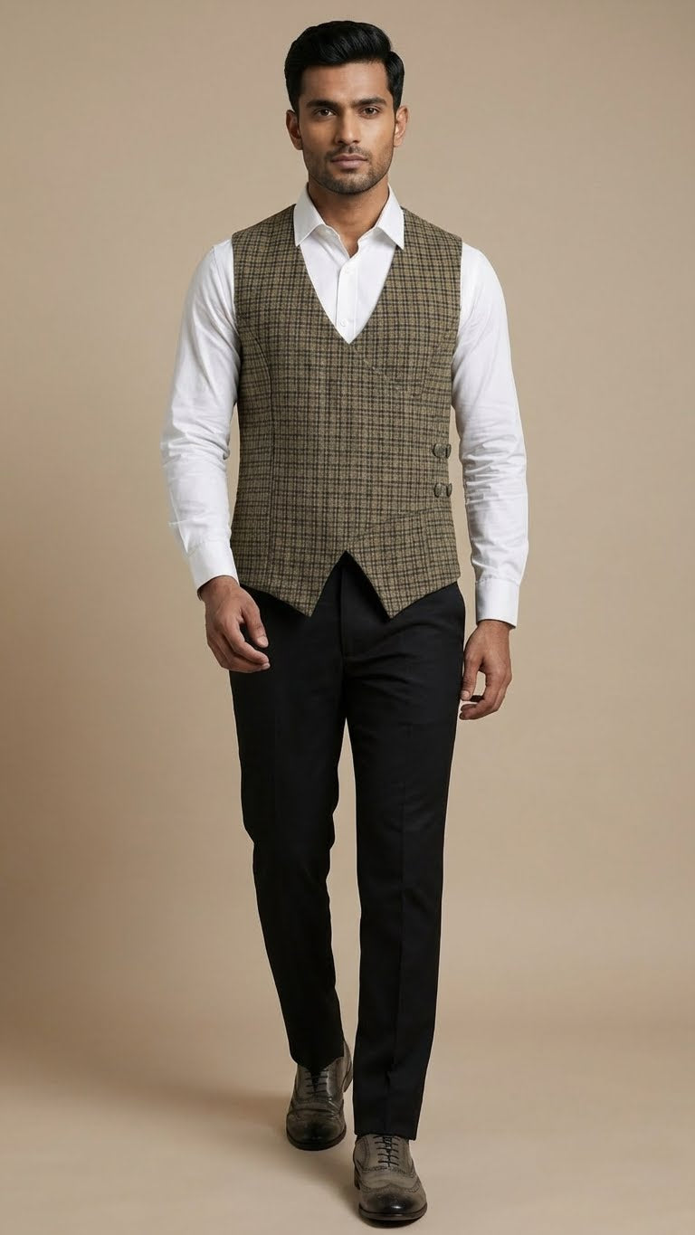 Brown Woolen Waistcoat for Men