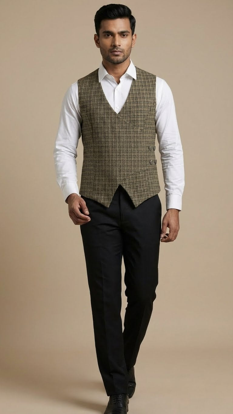Brown Woolen Waistcoat for Men