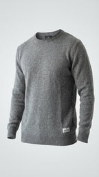 Heather Grey Merino Wool Pullover for Men by UNHYNGED – Round Neck Winter Sweater