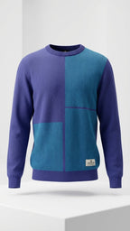 Prussian Blue Cotton Pullover for Men