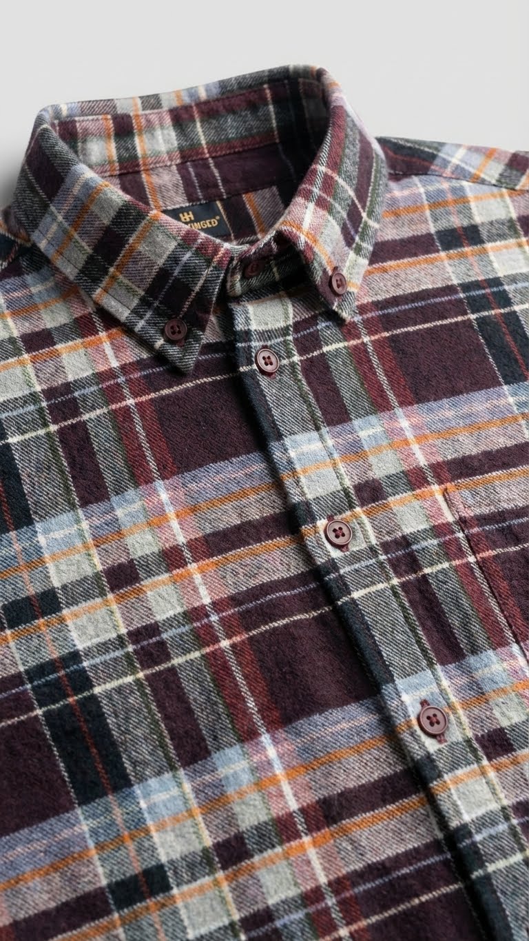 Burgundy Check Flannel Shirt