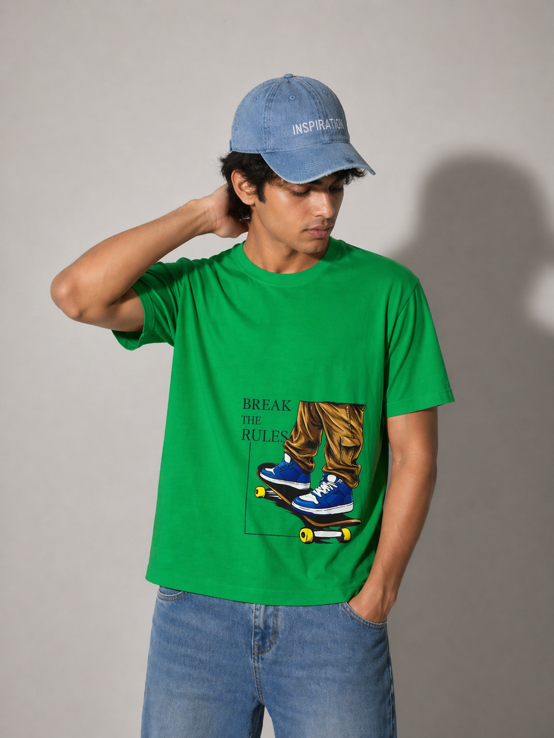 Green Skateboard Graphic T-Shirt for Men