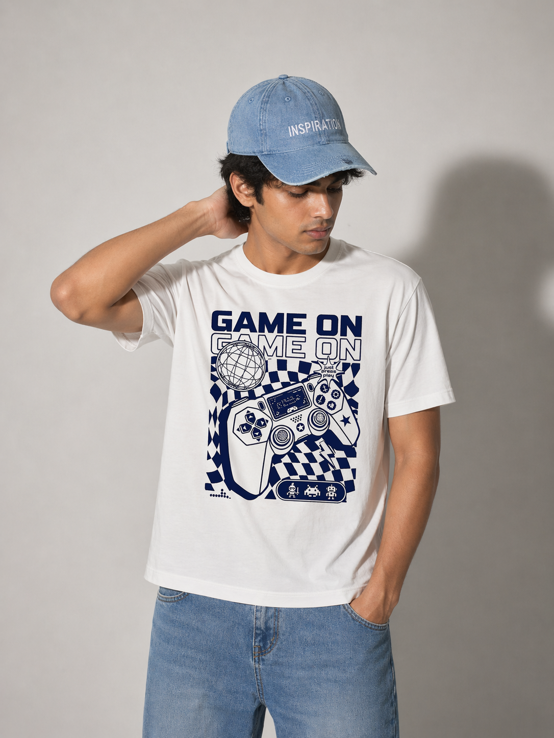 White "Game On" Graphic T-Shirt