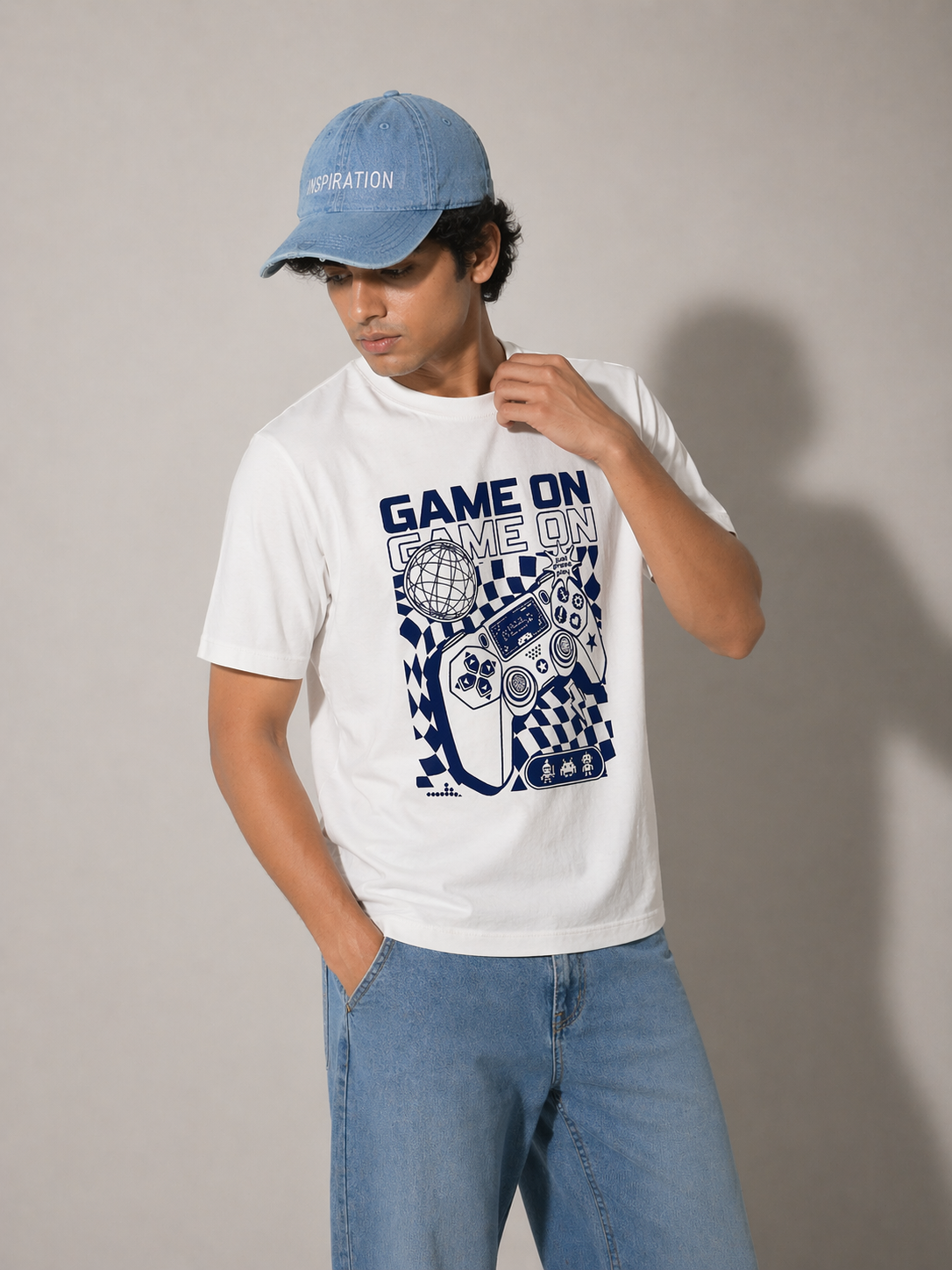 White "Game On" Graphic T-Shirt