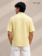 yellow seersucker half sleeve shirt