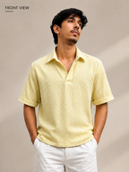 yellow seersucker half sleeve shirt