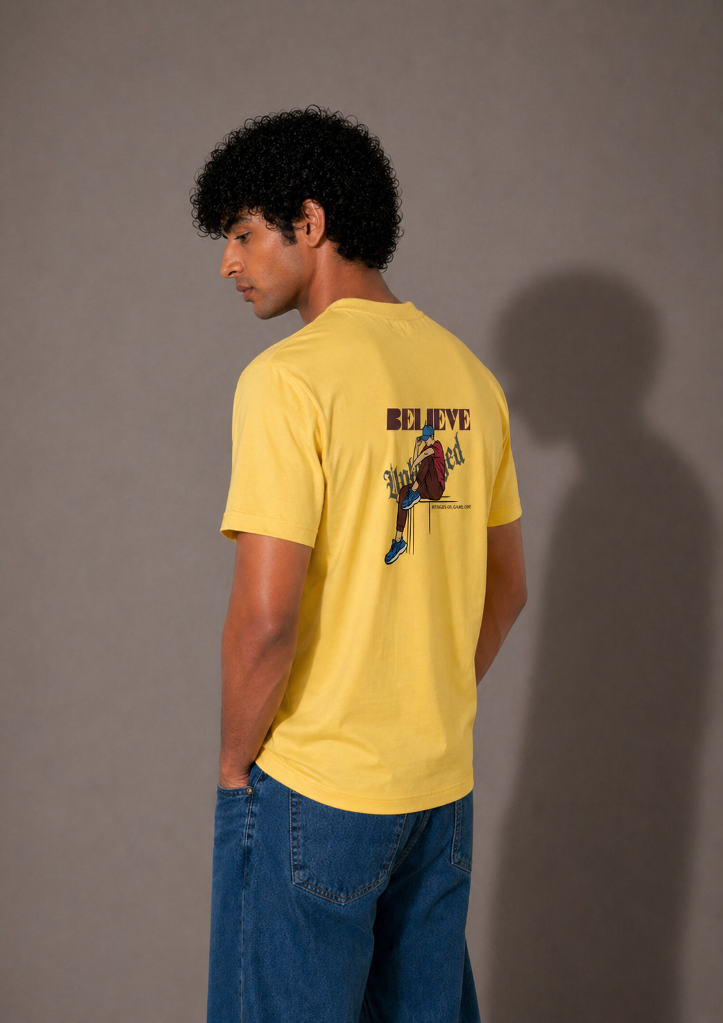 Unhynged Believe Yellow Graphic T-Shirt