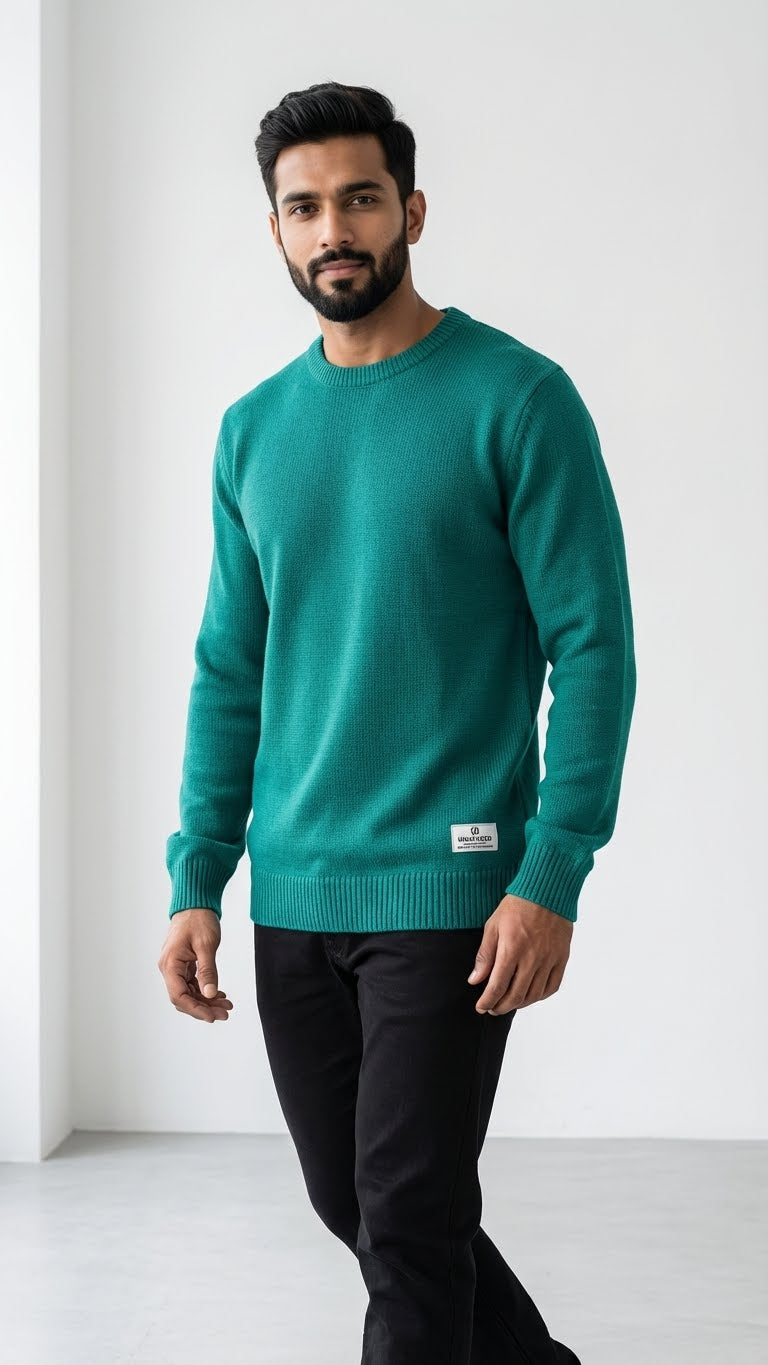 Seafoam Green Merino Wool Pullover for Men