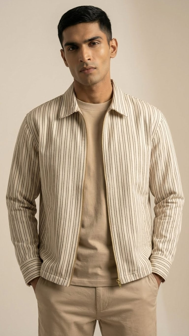 Linen Stripe Casual Jacket