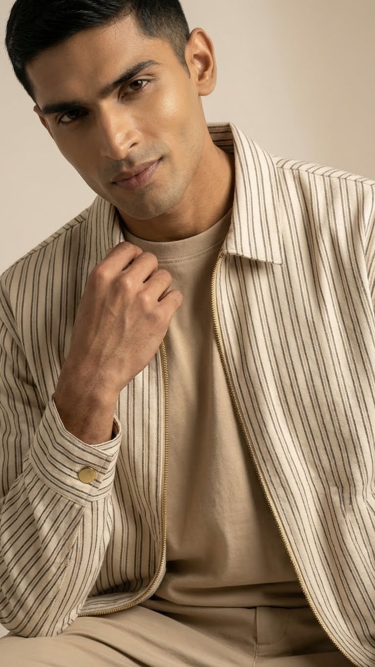 Linen Stripe Casual Jacket