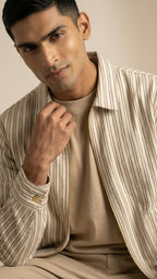 Linen Stripe Casual Jacket