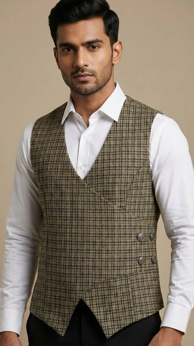 Brown Woolen Waistcoat for Men