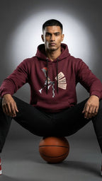 Crimson Basketball Graphic Hoodie for Men