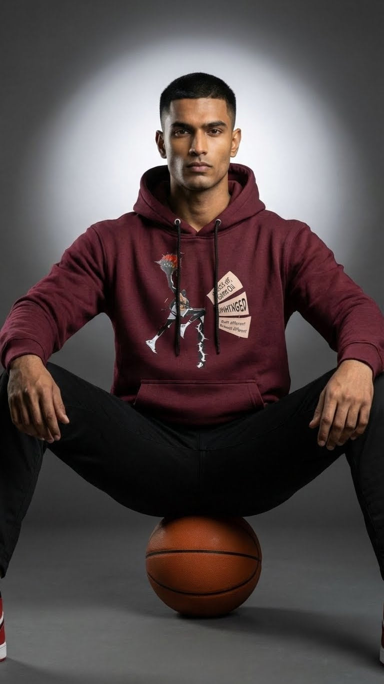 Crimson Basketball Graphic Hoodie for Men