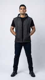 Sleeveless Denim Hoodie Jacket