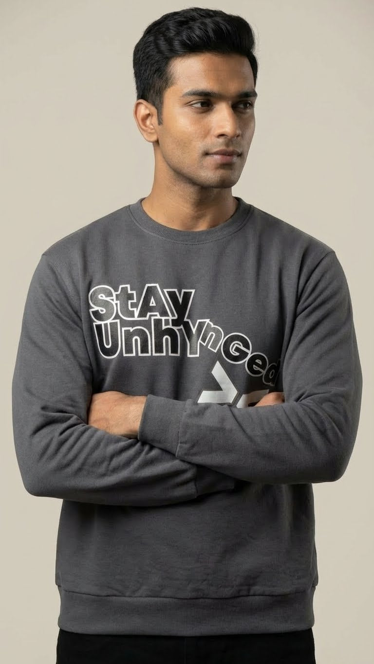 Dark Grey Stay Unhynged Graphic Sweatshirt