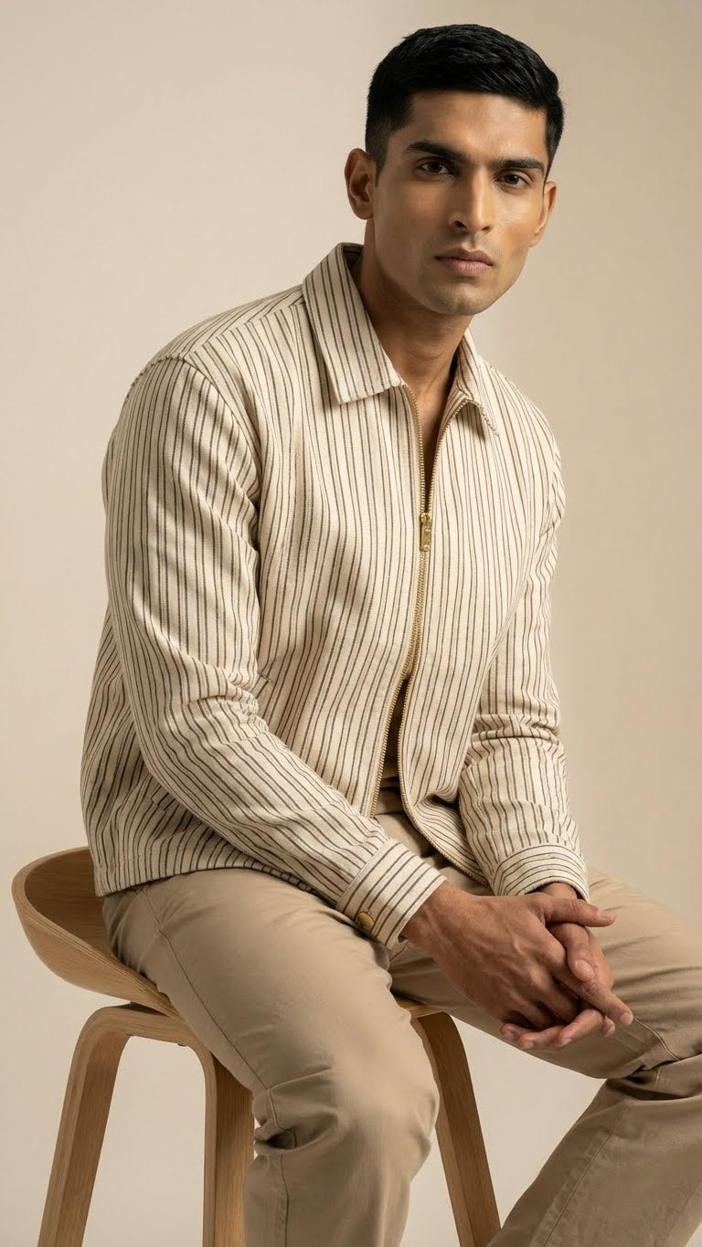 Linen Stripe Casual Jacket