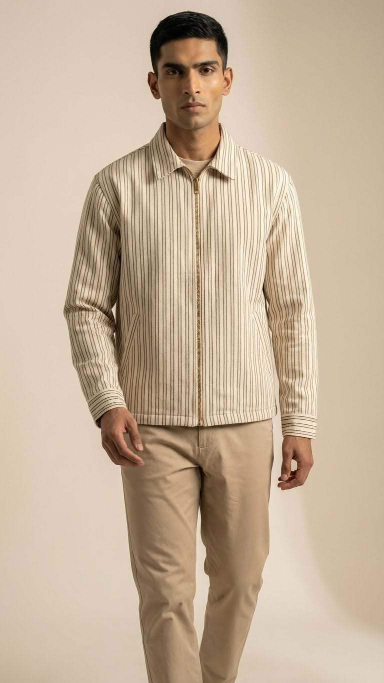 Linen Stripe Casual Jacket