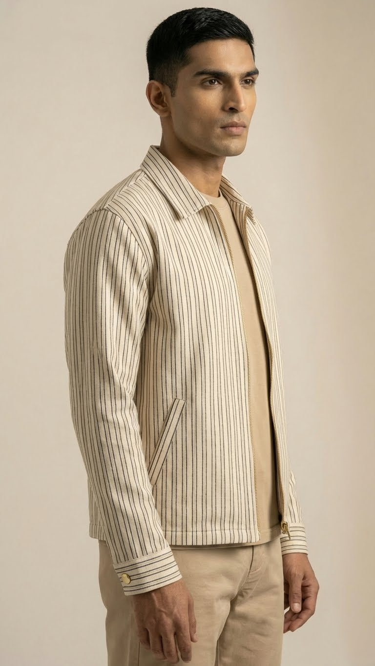 Linen Stripe Casual Jacket