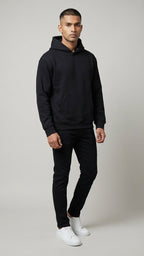 Black Graphic Back Print Hoodie for Men