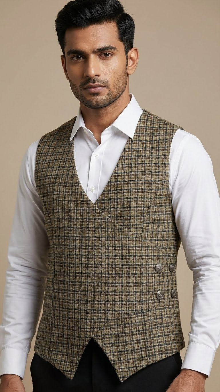 Brown Woolen Waistcoat for Men