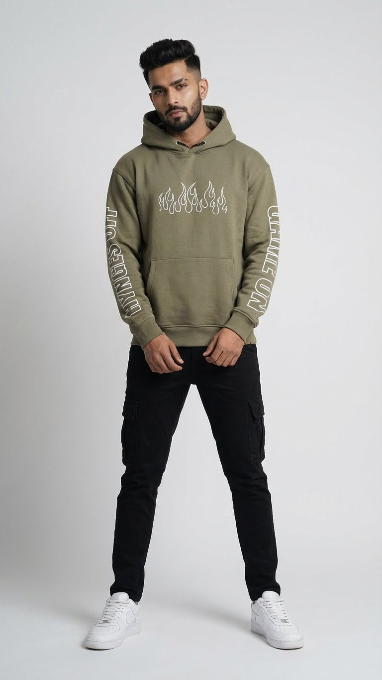 Olive Fire Sleeve Hoodie